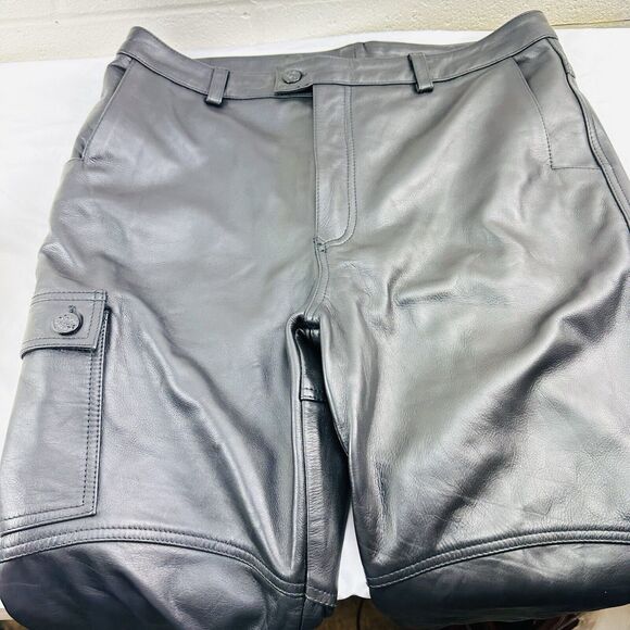 HOMME + FEMME LEATHER PANTS NEW SZ 36x32, New Without Tags, Retails for 700$ - Picture 2 of 12